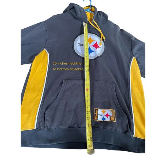 Pittsburgh Steelers Hoodie Sweatshirt Men’s L Black NFL Pullover Fleece Jacket - Picture 8 of 9